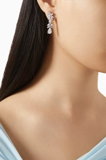 أقراط متدلية بشكل زهور مرصعة بأحجار زركونيا ماركيز نحاس مطلي بالروديوم