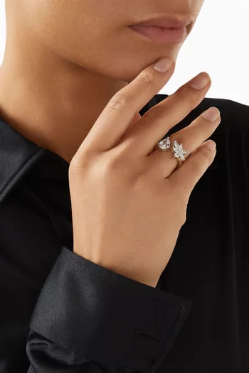 CZ Marquis Floral Open Ring in Rhodium-plated Brass