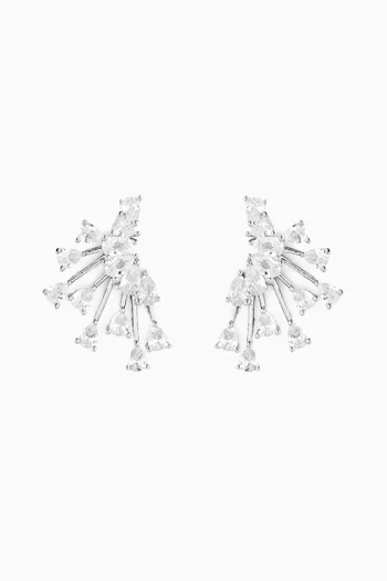 أقراط بيرست بتصميم مروحة مرصعة بأحجار بتصميم كمثرى نحاس مطلي روديوم