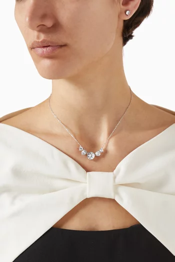 CZ Dainty Necklace & Earrings Set in Rhodium-plated Brass