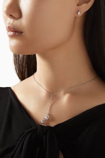 طقم أقراط وقلادة بدلاية وأحجار زركونيا مكعبة نحاس مطلي بالروديوم