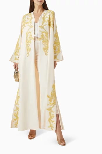 عباية مطرزة بالخرز تويل قطني