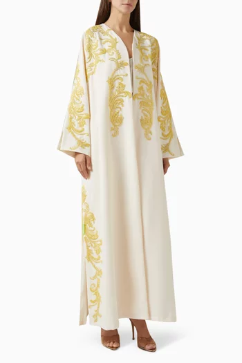 عباية مطرزة بالخرز تويل قطني