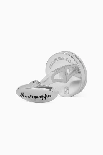 Purezza Cufflinks in Onyx & Palladium-Plated Metal