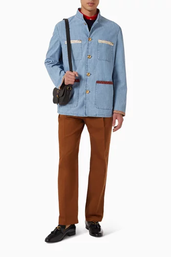 بنطال برقعة حرف V قطن غابردين