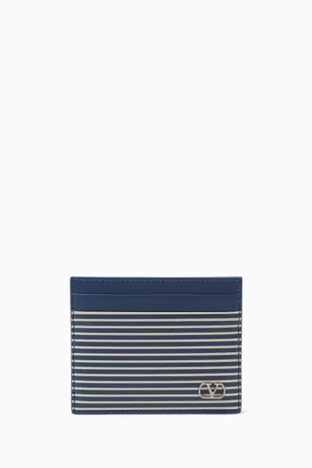 VLogo Signature Wallet in Striped Leather