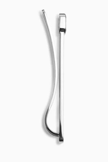 VLogo Tie Clip in Palladium-tone Metal