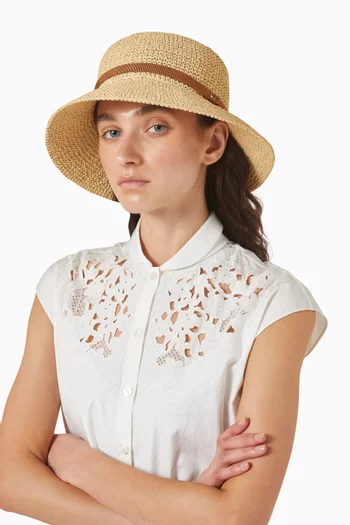 VLogo Signature Bucket Hat in Straw