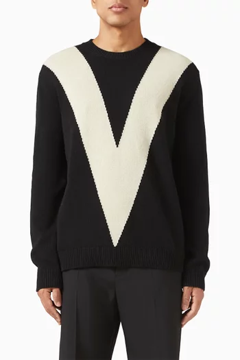 Inlaid V Sweater in Wool