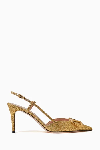 VLOGO Signature Slingback Pumps in Cloqué Jacquard