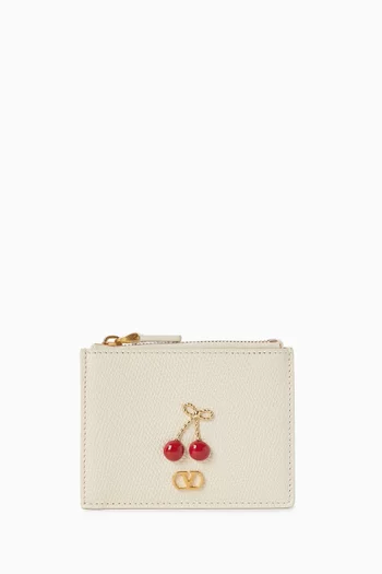 حافظة بطاقات تشيري فيك جلد عجل بارز الملمس