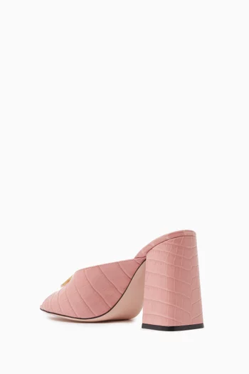VLogo 95 Signature Mules in Croc-embossed Leather