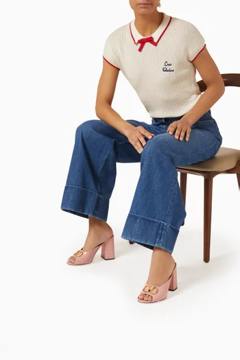 حذاء مفتوح بشعار V وكعب 95 مم جلد بنقشة جلد التمساح