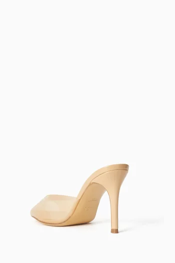 Jonie 90 Mule Sandals in PVC & Metallic Leather