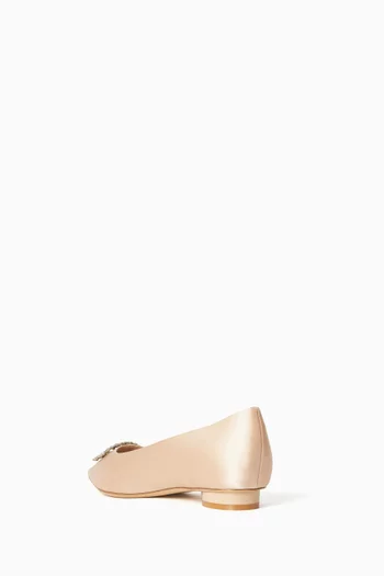 Aziza Crystal Ballerina Flats in Satin
