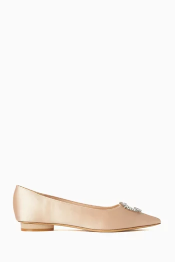 Aziza Crystal Ballerina Flats in Satin