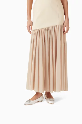 حذاء باليرينا عزيزة مرصع بالكريستال بكعب مسطح ستان