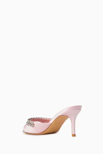 Yazmin 70 Crystal Mule Sandals in Satin