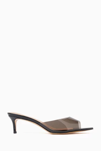 Asmae 55 Mule Sandals in PVC & Leather