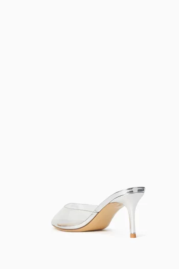 Sizy 70 Mule Sandals in PVC & Metallic Leather