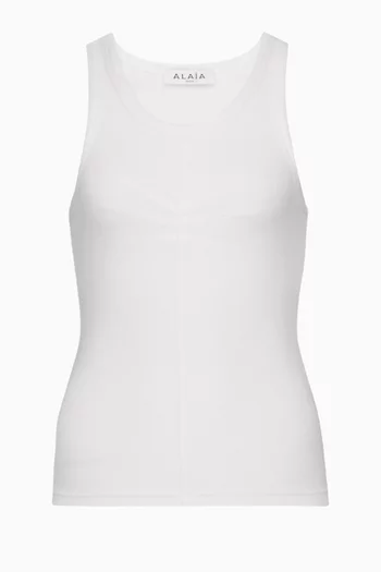 بلوزة بلا أكمام بطيّات مزيج قطن