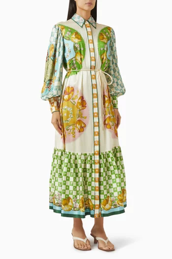 Tina Belted Dress in Silk