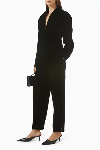 بنطال بقصة ساق تضيق باتجاه الأسفل مخمل