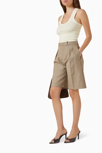 Double-pleat Shorts in Satin