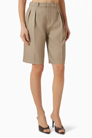 Double-pleat Shorts in Satin