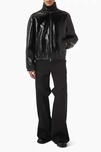 جاكيت بومبر بسحّاب مزيج قطن بطبقة فينيل