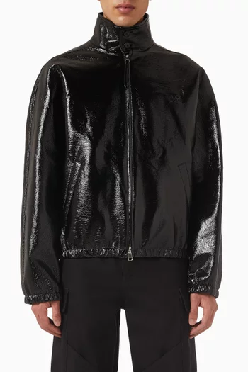 جاكيت بومبر بسحّاب مزيج قطن بطبقة فينيل