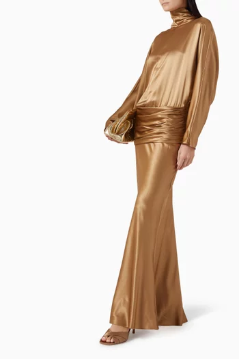 فستان بكشكش حرير توت