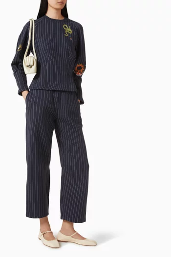 سويت شيرت بقصة أسطوانية ونقشة مخططة