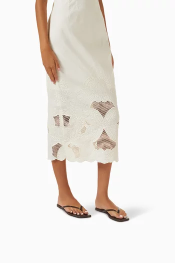 Lily Square-toe Flip-flops in Croc-embossed Leather