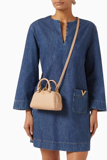 حقيبة بولينغ ميني جلد عجل بارز الملمس