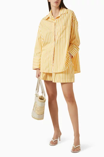 شورت كليمنتي بنقشة مخططة قطن