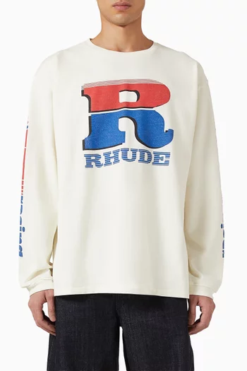 تي شيرت بترول بشعار الماركة المقسم قطن