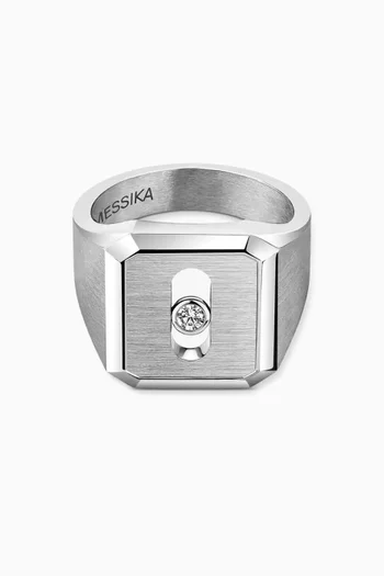 Move Diamond Signet Ring in Titanium