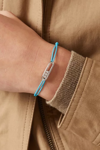 سوار بتصميم خيط مرصع بالماس ذهب أبيض عيار 18 من مجموعة كيرز