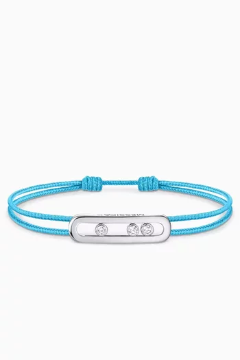 سوار بتصميم خيط مرصع بالماس ذهب أبيض عيار 18 من مجموعة كيرز