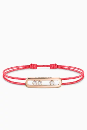 سوار بتصميم خيط مرصع بالماس ذهب وردي عيار 18 من مجموعة كيرز