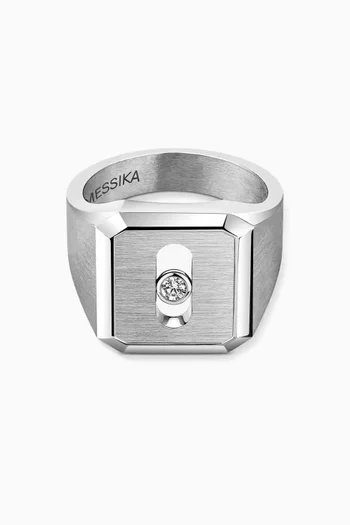 Move Diamond Signet Ring in Titanium