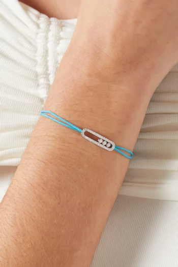 سوار بتصميم خيط مرصع بالماس ذهب أبيض عيار 18 من مجموعة كيرز