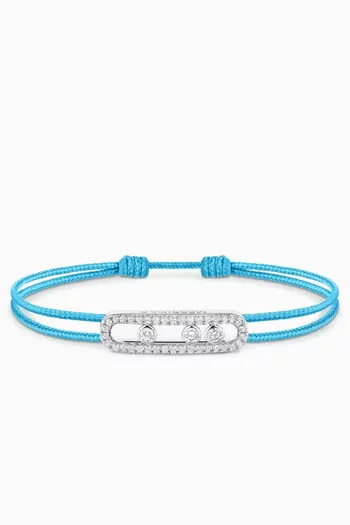 سوار بتصميم خيط مرصع بالماس ذهب أبيض عيار 18 من مجموعة كيرز