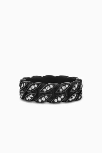 خاتم بتصميم سلسلة بحلقات متصلة تيتانيوم