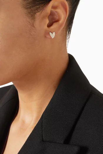 Heart Stud Earrings in Gold-plated Brass