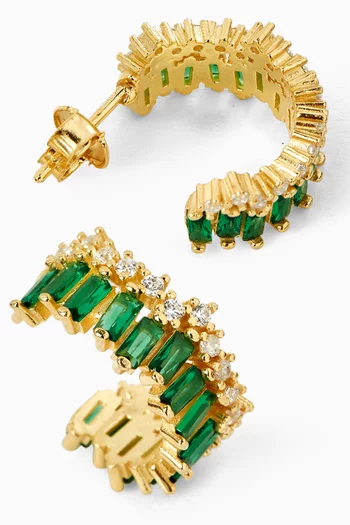 Crystal Stone Hoop Earrings in Gold Vermeil