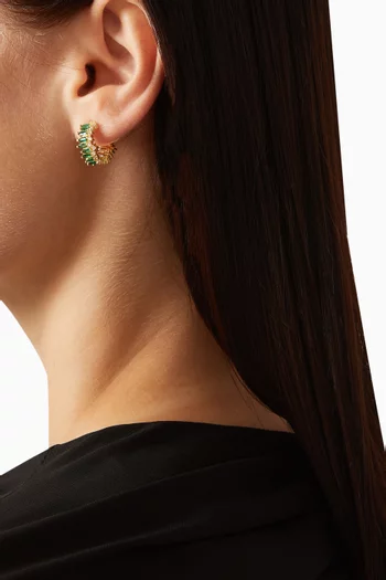 Crystal Stone Hoop Earrings in Gold Vermeil