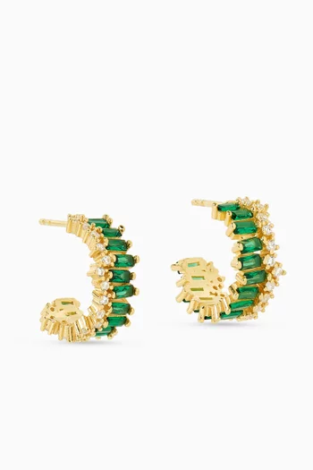 Crystal Stone Hoop Earrings in Gold Vermeil