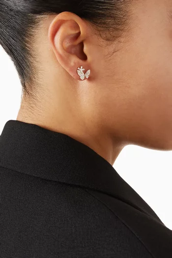 Butterfly Baguette Flower Stud Earrings in Gold-plated Brass